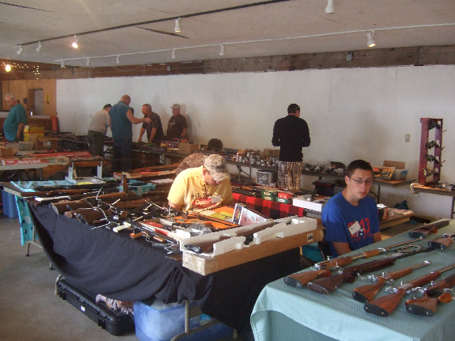 It's early yet. On the right Steve Joseph has some interesting air rifles from the Philippines.