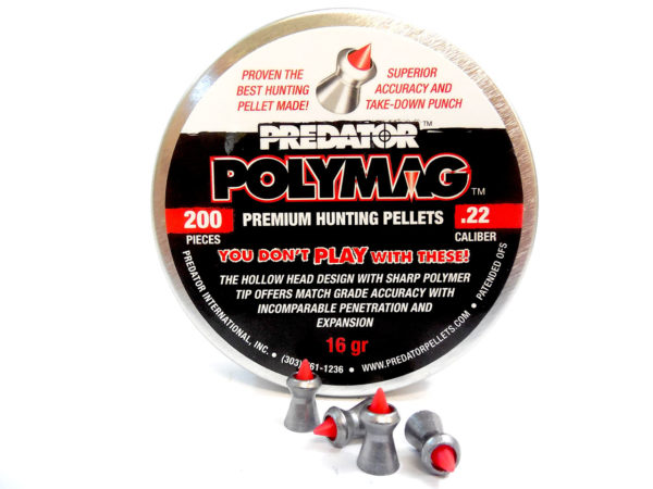 Buy 4 Get 5 tins of Predator Polymag Premium Hunting Pellets | .22 cal, 16gr, Pointed, 200ct