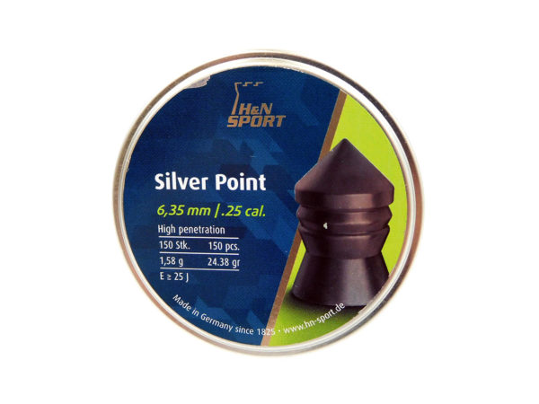 H&N Sport Silver Point Pellets | .25 cal, 24.38 gr, Pointed, 150 pcs