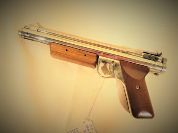 Sheridan H Pellet Pistol Nickel Finish Wood Grips SKU 3080 - Image 4