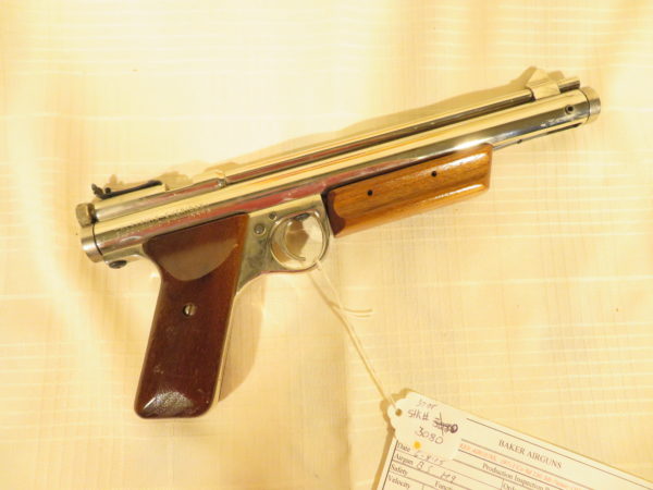 Sheridan H Pellet Pistol Nickel Finish Wood Grips SKU 3080 - Image 3