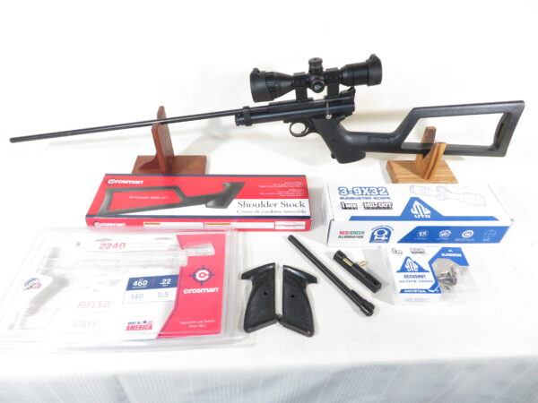 Crosman Custom 2240 Rifle with UTG Bug Buster 3-9x32 Red/Green Illuminated Reticle scope