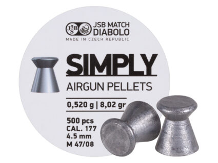 JSB Simply .177 Wadcutter Pellets, 8.02 gr, Flat nosed, 500ct