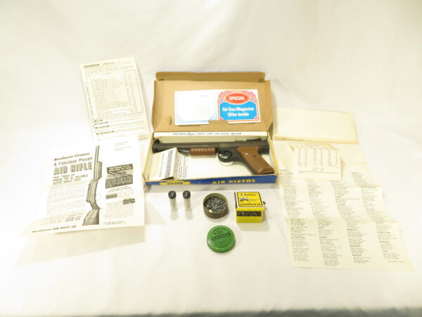 Vintage 1979 Benjamin Model 132 Air Pistol in Blue/Yellow Box and original paperwork