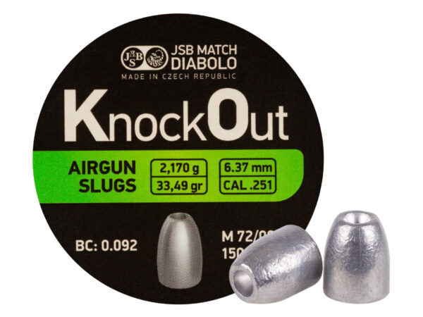 JSB Knockout Slugs, 0.251", 33.49gr, Hollowpoint, 150ct