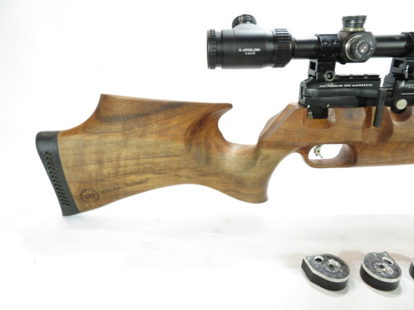 Used Kral Puncher Pro 500 .25 caliber Walnut Stock + 4 mags and Athlon Talos 6-24x50 Scope SKU 71.11 - Image 2