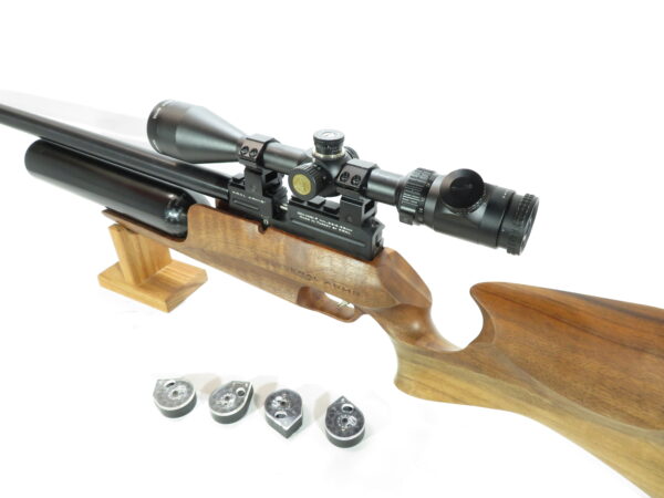 Used Kral Puncher Pro 500 .25 caliber Walnut Stock + 4 mags and Athlon Talos 6-24x50 Scope SKU 71.11 - Image 6
