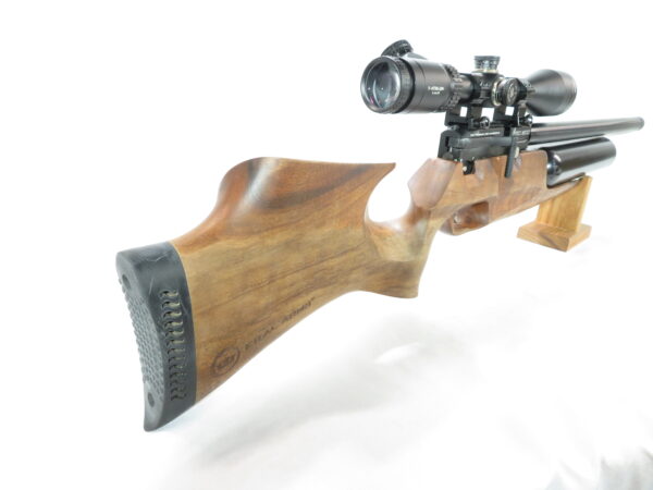Used Kral Puncher Pro 500 .25 caliber Walnut Stock + 4 mags and Athlon Talos 6-24x50 Scope SKU 71.11 - Image 7