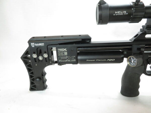 Used FX Impact M3 Power Block Sniper .25 cal, Black w/ 2 liners, and FFP Helix 6-24x50 Scope SKU 71724.7 - Image 3