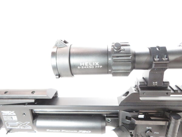 Used FX Impact M3 Power Block Sniper .25 cal, Black w/ 2 liners, and FFP Helix 6-24x50 Scope SKU 71724.7 - Image 6
