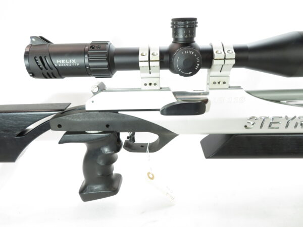 Used Steyr LG 110 PCP Pellet Rifle, Right and Left Handed grip w/ Helix 6-24x50 FFP Scope SKU 92924.1 - Image 3