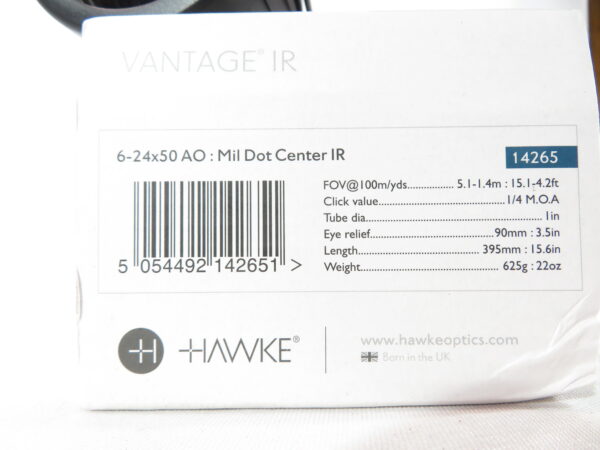 Used Hawke 6-24x50 AO Mil-dot Center IR Rifle Scope SKU 41025.4 - Image 2