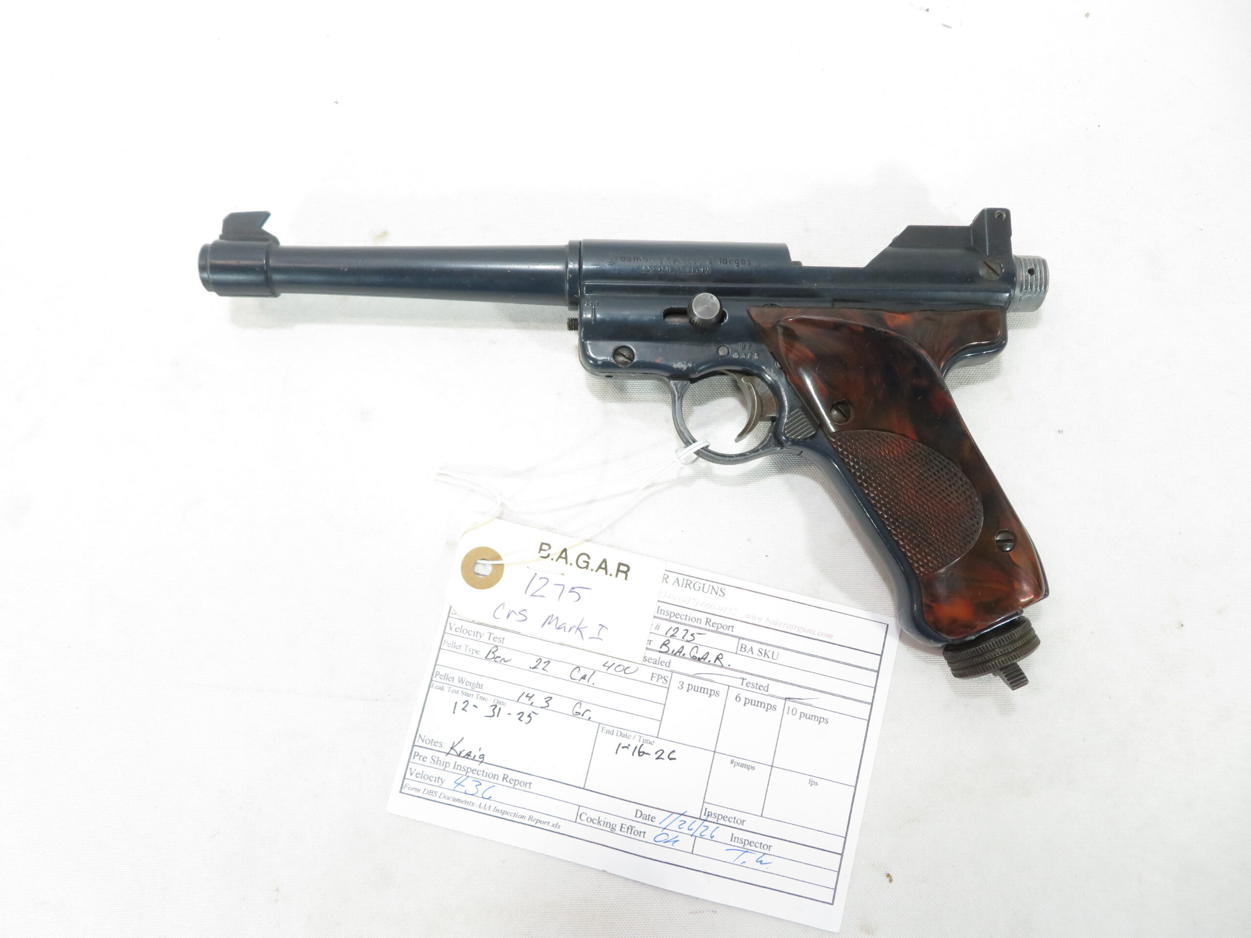 Crosman Mark I Target .22 Air Pistol SKU 21026.5