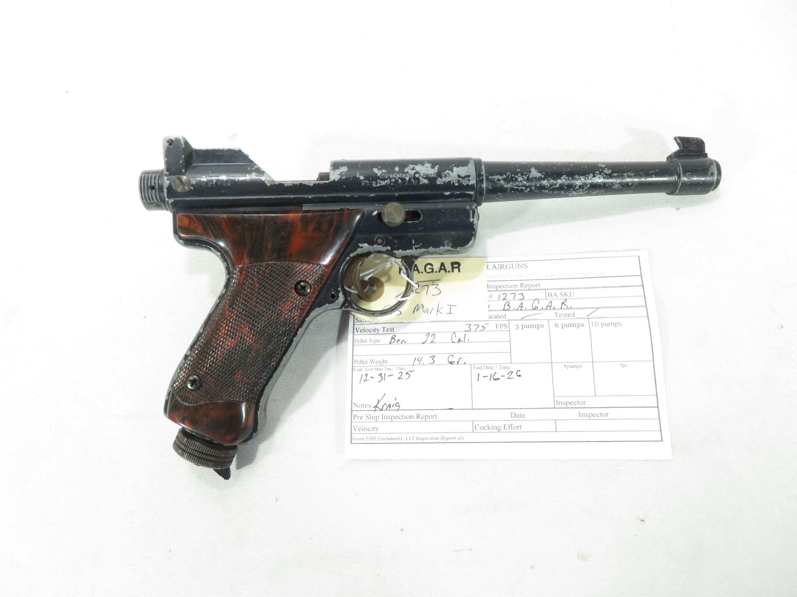 Crosman Mark I Target .22 Air Pistol SKU 21026.10