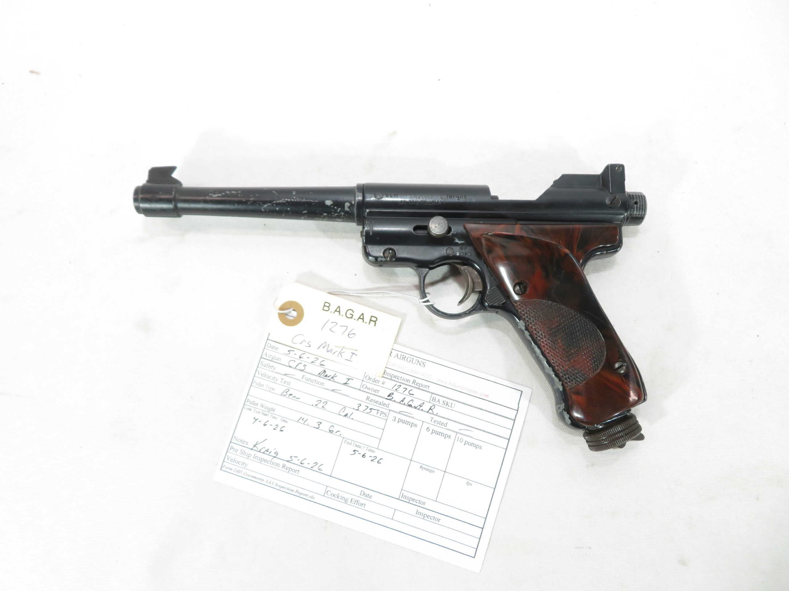 Crosman Mark I Target .22 Air Pistol SKU 5726.2