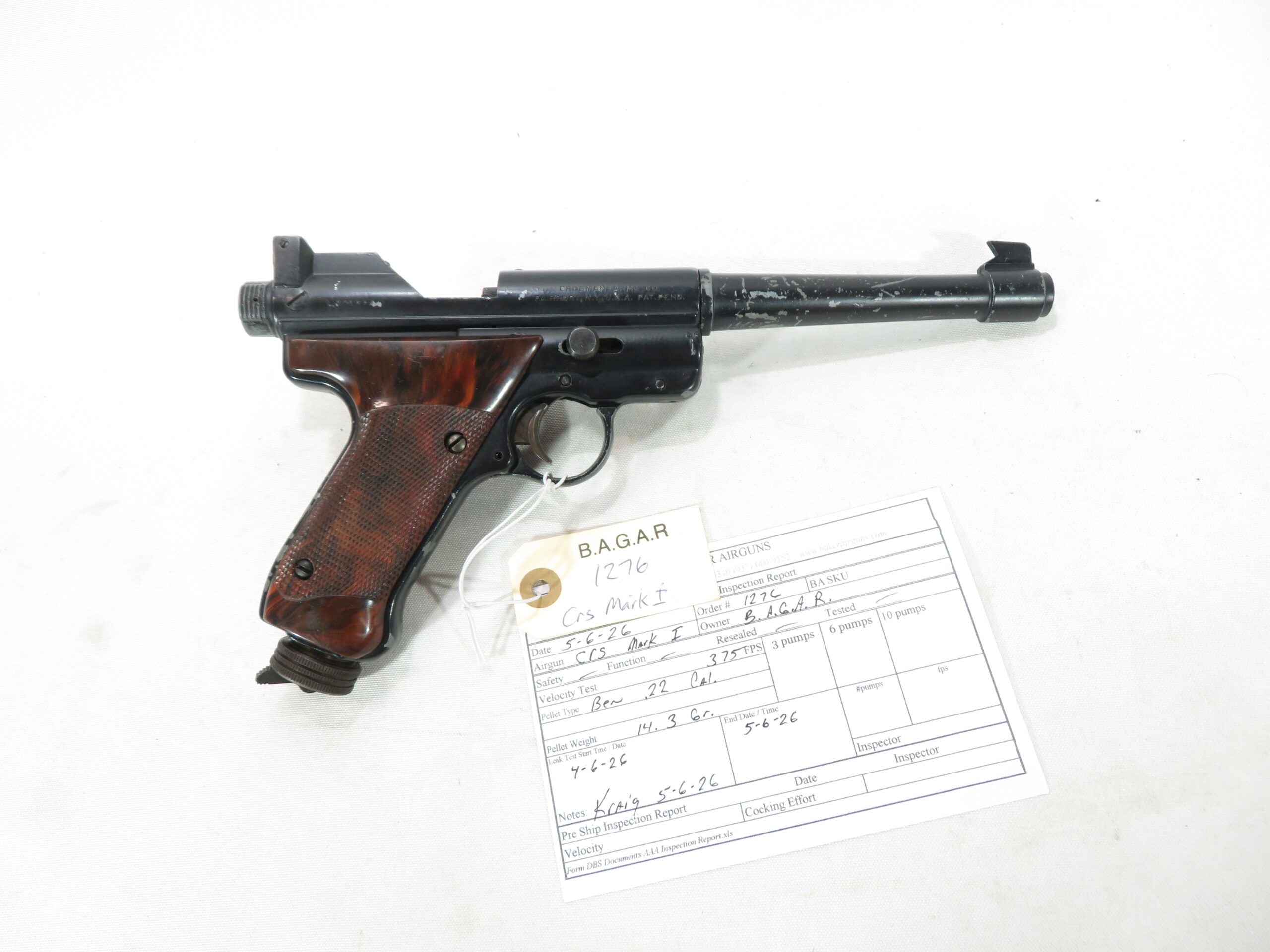 Crosman Mark I Target .22 Air Pistol SKU 5726.2