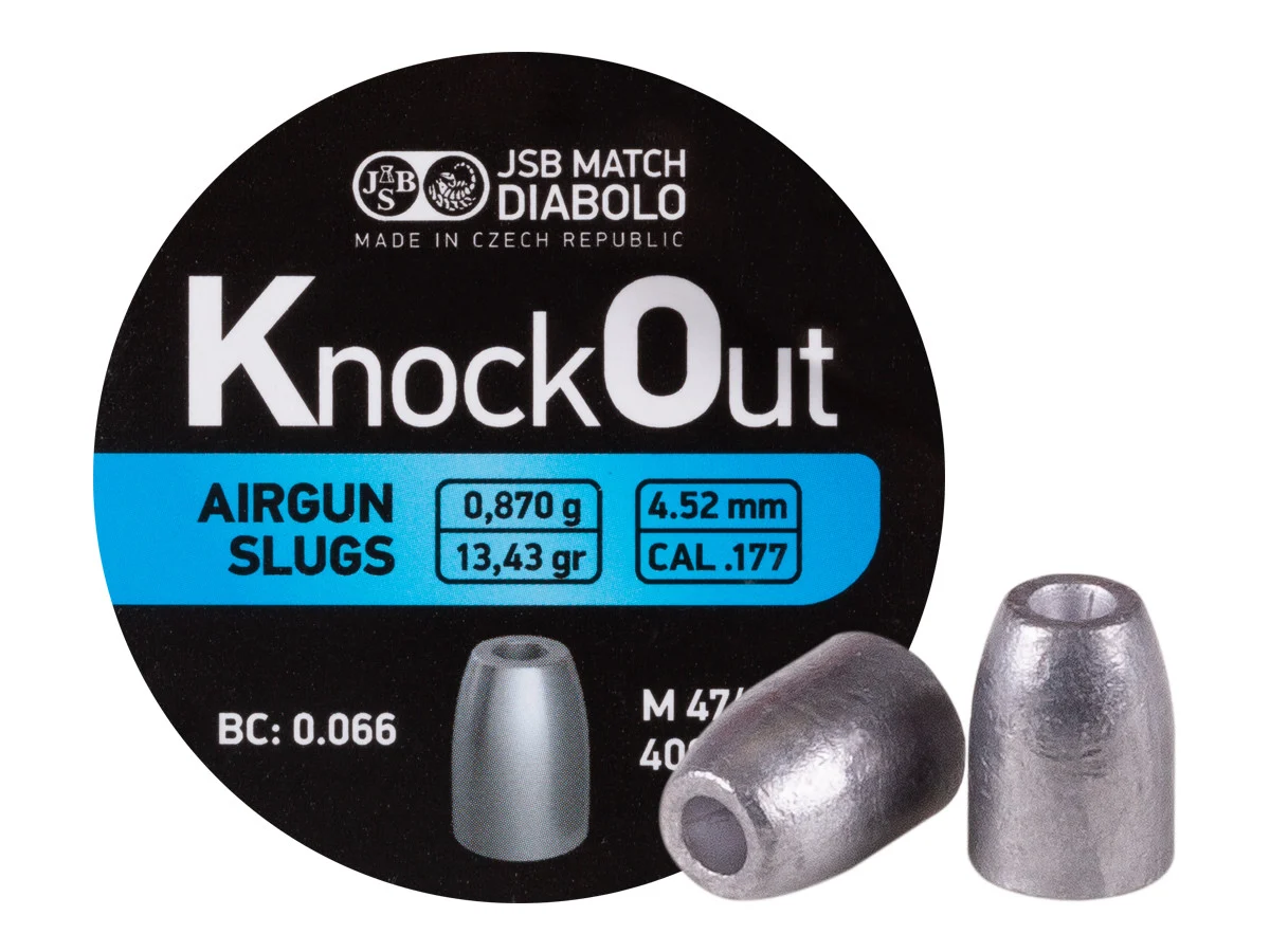 JSB Knockout Slugs .177, 4.52mm, 13.43gr, Hollowpoint, 400ct